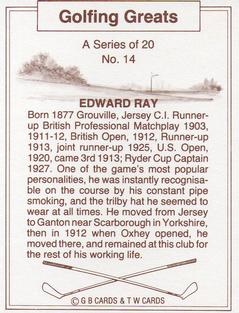 1989 G B Cards & T W Cards Golfing Greats #14 Edward Ray Back