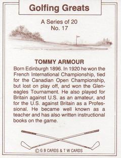 1989 G B Cards & T W Cards Golfing Greats #17 Tommy Armour Back