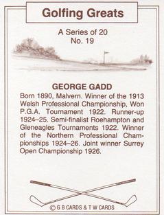 1989 G B Cards & T W Cards Golfing Greats #19 George Gadd Back