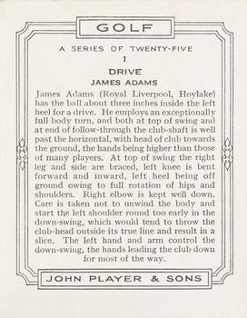 1939 Player's Golf - Without copyright line #1 James Adams Back