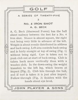 1939 Player's Golf - Without copyright line #3 A.G. Beck Back