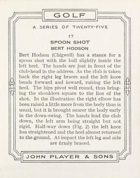 1939 Player's Golf - Without copyright line #17 Bert Hodson Back