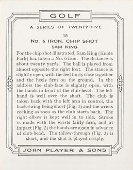 1939 Player's Golf - Without copyright line #18 Sam King Back