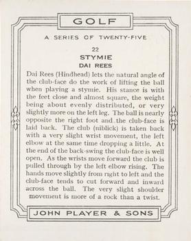 1939 Player's Golf - Without copyright line #22 Dai Rees Back