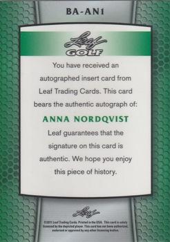 2012 Leaf Metal - Autographs #BA-AN1 Anna Nordqvist Back