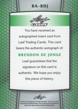 2012 Leaf Metal - Autographs #BA-BDJ Brendon De Jonge Back