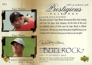 2005 SP Authentic - Prestigious Pairings #PP3 Tiger Woods Back
