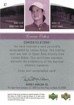 2004 SP Signature - Endorsements of Excellence #A7 Lorena Ochoa Back