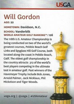 2018 USGA U.S. Amateur #NNO Will Gordon Back