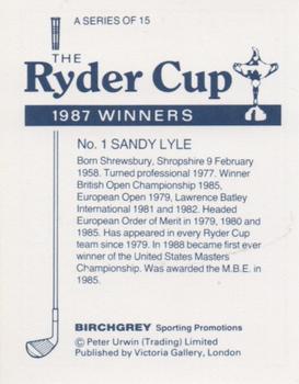 1987 Birchgrey The Ryder Cup #1 Sandy Lyle Back