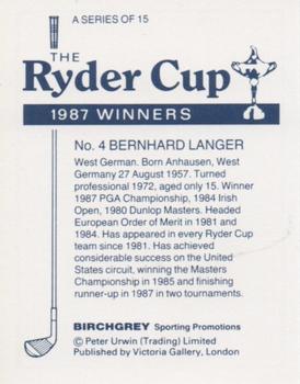 1987 Birchgrey The Ryder Cup #4 Bernhard Langer Back