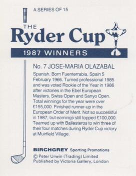 1987 Birchgrey The Ryder Cup #7 José María Olazábal Back