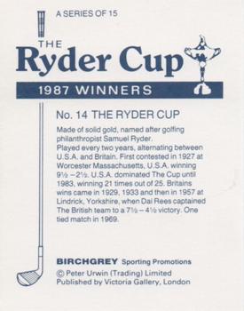 1987 Birchgrey The Ryder Cup #14 The Ryder Cup Back
