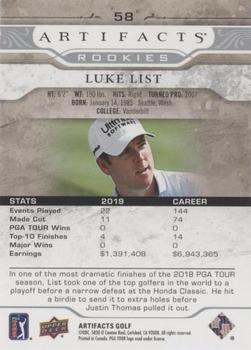 2021 Upper Deck Artifacts #58 Luke List Back