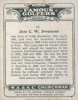 1928 Churchman's Famous Golfers 2nd Series (Large) #10 Jess Sweetser Back