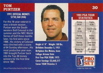 1992 Pro Set PGA Tour The Honda Classic #30 Tom Purtzer Back