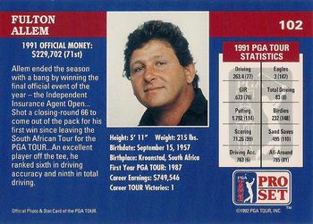 1992 Pro Set PGA Tour The Honda Classic #102 Fulton Allem Back