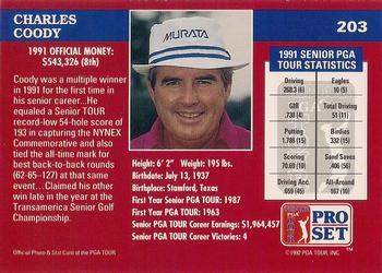 1992 Pro Set PGA Tour The Honda Classic #203 Charles Coody Back