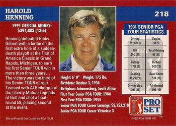 1992 Pro Set PGA Tour The Honda Classic #218 Harold Henning Back