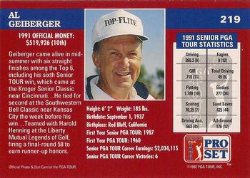 1992 Pro Set PGA Tour The Honda Classic #219 Al Geiberger Back