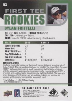2021 SP Game Used #53 Dylan Frittelli Back