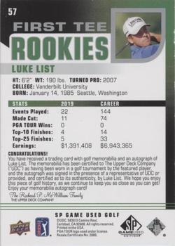 2021 SP Game Used #57 Luke List Back
