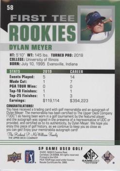 2021 SP Game Used #58 Dylan Meyer Back