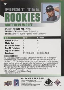 2021 SP Game Used #72 Matthew Wolff Back