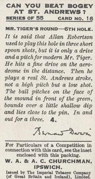 1933 Churchman's Can You Beat Bogey at St. Andrews #16 6th Heathery Hole Back