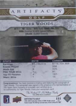 2021 Upper Deck Artifacts - Gold Spectrum Autographs #1 Tiger Woods Back