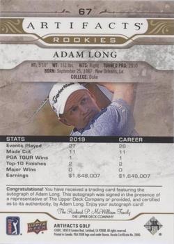 2021 Upper Deck Artifacts - Gold Spectrum Autographs #67 Adam Long Back