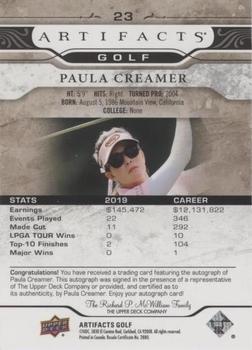2021 Upper Deck Artifacts - Black Autographs #23 Paula Creamer Back
