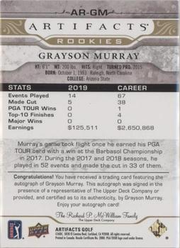 2021 Upper Deck Artifacts - Rookies Autographs Gold #AR-GM Grayson Murray Back