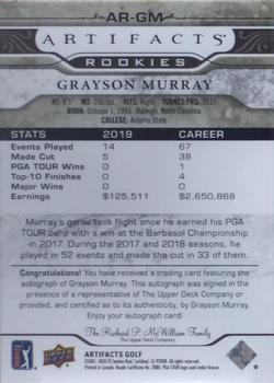 2021 Upper Deck Artifacts - Rookies Autographs Black #AR-GM Grayson Murray Back