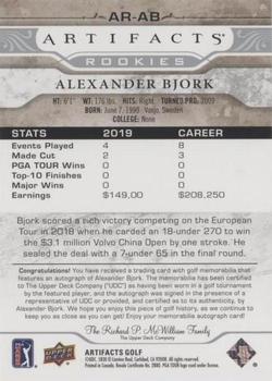 2021 Upper Deck Artifacts - Rookies Auto-Memorabilia #AR-AB Alexander Bjork Back