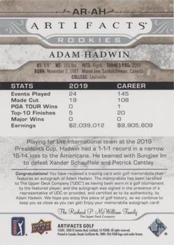 2021 Upper Deck Artifacts - Rookies Auto-Memorabilia #AR-AH Adam Hadwin Back