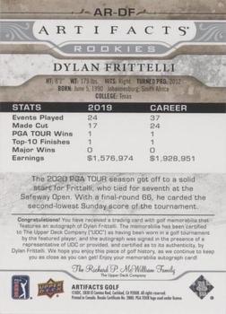 2021 Upper Deck Artifacts - Rookies Auto-Memorabilia #AR-DF Dylan Frittelli Back