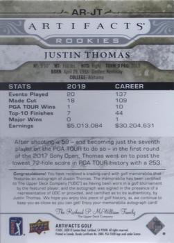 2021 Upper Deck Artifacts - Rookies Auto-Memorabilia #AR-JT Justin Thomas Back
