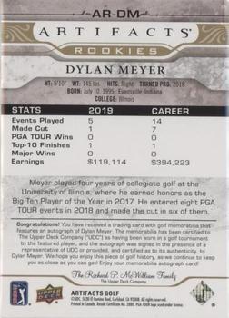 2021 Upper Deck Artifacts - Rookies Auto-Memorabilia Gold #AR-DM Dylan Meyer Back