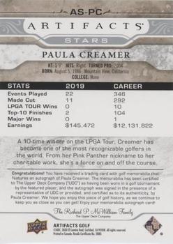2021 Upper Deck Artifacts - Stars Auto-Memorabilia #AS-PC Paula Creamer Back