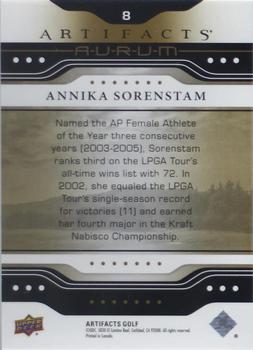 2021 Upper Deck Artifacts - Aurum #8 Annika Sorenstam Back