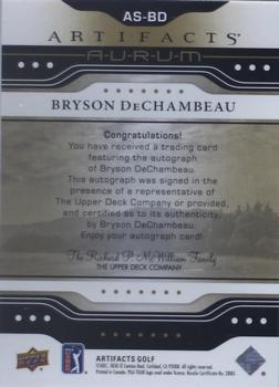 2021 Upper Deck Artifacts - Aurum Signatures #AS-BD Bryson DeChambeau Back