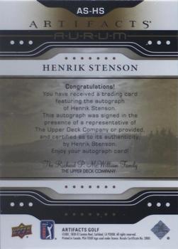 2021 Upper Deck Artifacts - Aurum Signatures #AS-HS Henrik Stenson Back