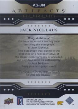 2021 Upper Deck Artifacts - Aurum Signatures #AS-JN Jack Nicklaus Back