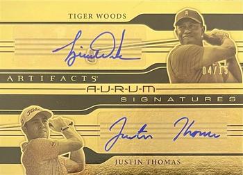 2021 Upper Deck Artifacts - Aurum Signatures Dual #ASD-WT Tiger Woods / Justin Thomas Front