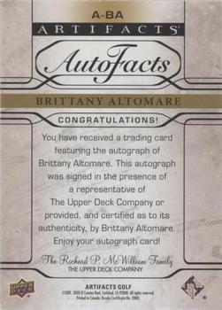 2021 Upper Deck Artifacts - AutoFacts #A-BA Brittany Altomare Back