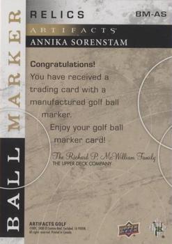 2021 Upper Deck Artifacts - Ball Marker #BM-AS Annika Sorenstam Back