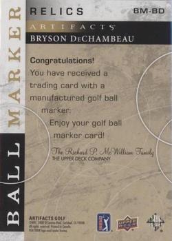 2021 Upper Deck Artifacts - Ball Marker #BM-BD Bryson DeChambeau Back