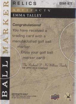 2021 Upper Deck Artifacts - Ball Marker #BM-ET Emma Talley Back
