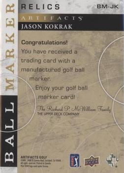 2021 Upper Deck Artifacts - Ball Marker #BM-JK Jason Kokrak Back